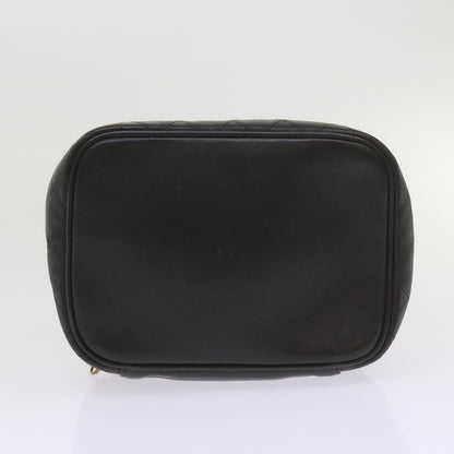 CHANEL Vanity Cosmetic Pouch Leather Black CC 59984