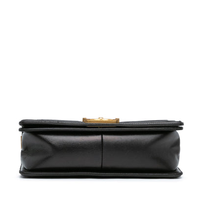 Black Chanel Medium Braided Chevron Cotton and Lambskin Boy Flap Crossbody Bag