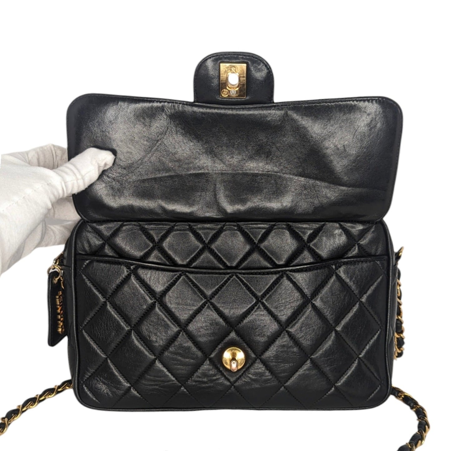 Chanel Vintage Lambskin Quilted Front Pocket Camera Bag