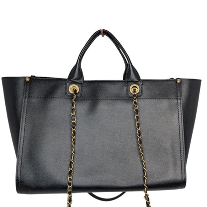 Chanel 2019 Black Caviar Studded Logo Deauville Tote