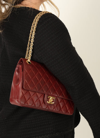 Chanel 1989 Red Lambskin Re-Issue Double Flap