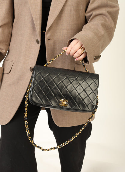 Chanel 1989 Lambskin Turnlock Medium Full Flap