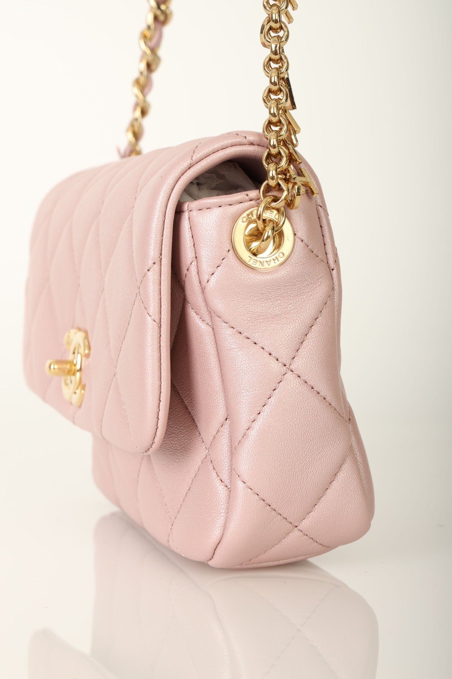 Chanel 24C Iridescent Lambskin Charm Flap Bag