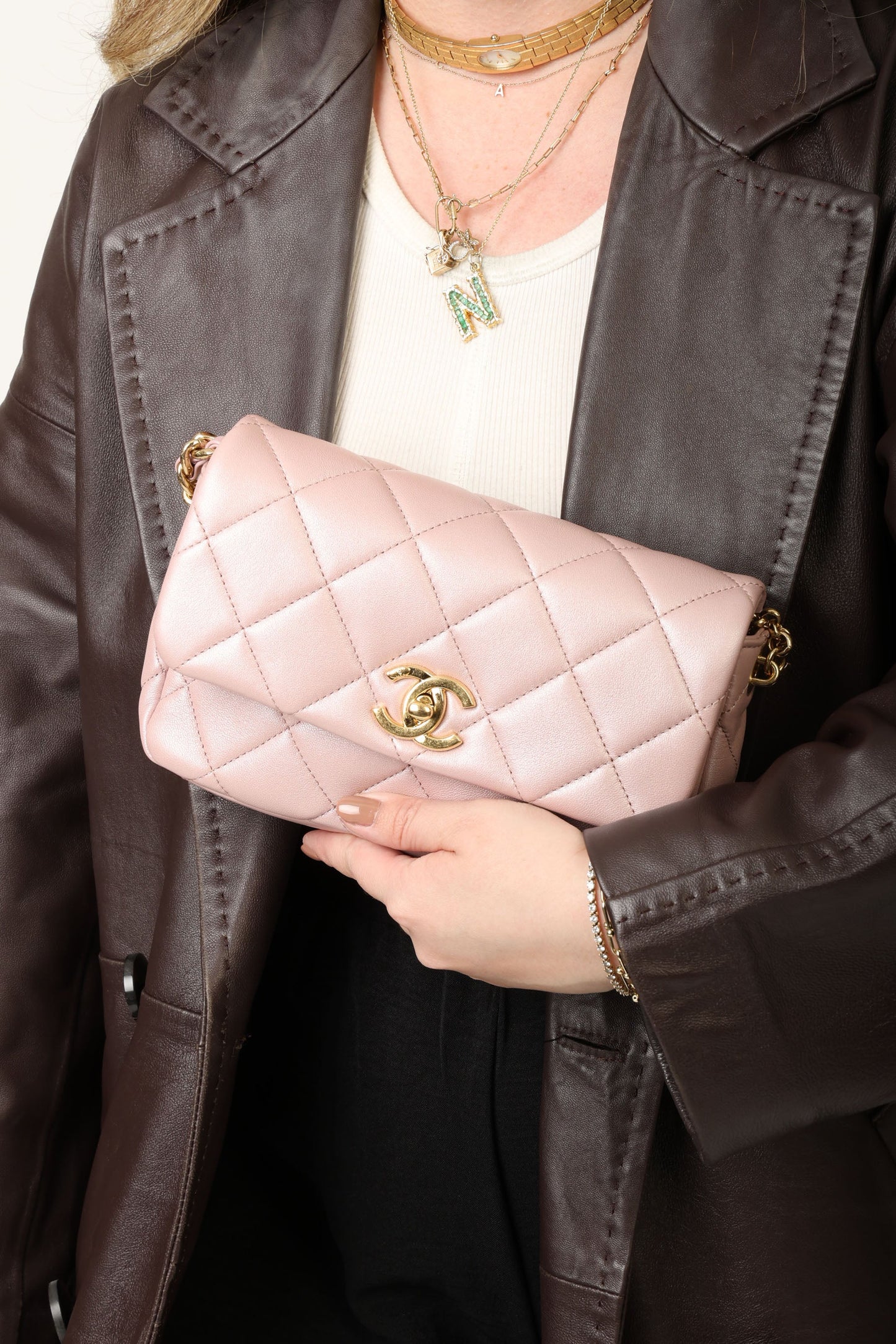 Chanel 24C Iridescent Lambskin Charm Flap Bag
