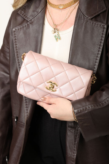 Chanel 24C Iridescent Lambskin Charm Flap Bag