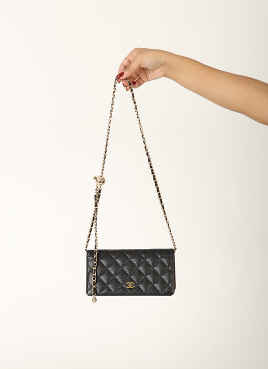 Chanel 2014 Caviar Wallet with Chain