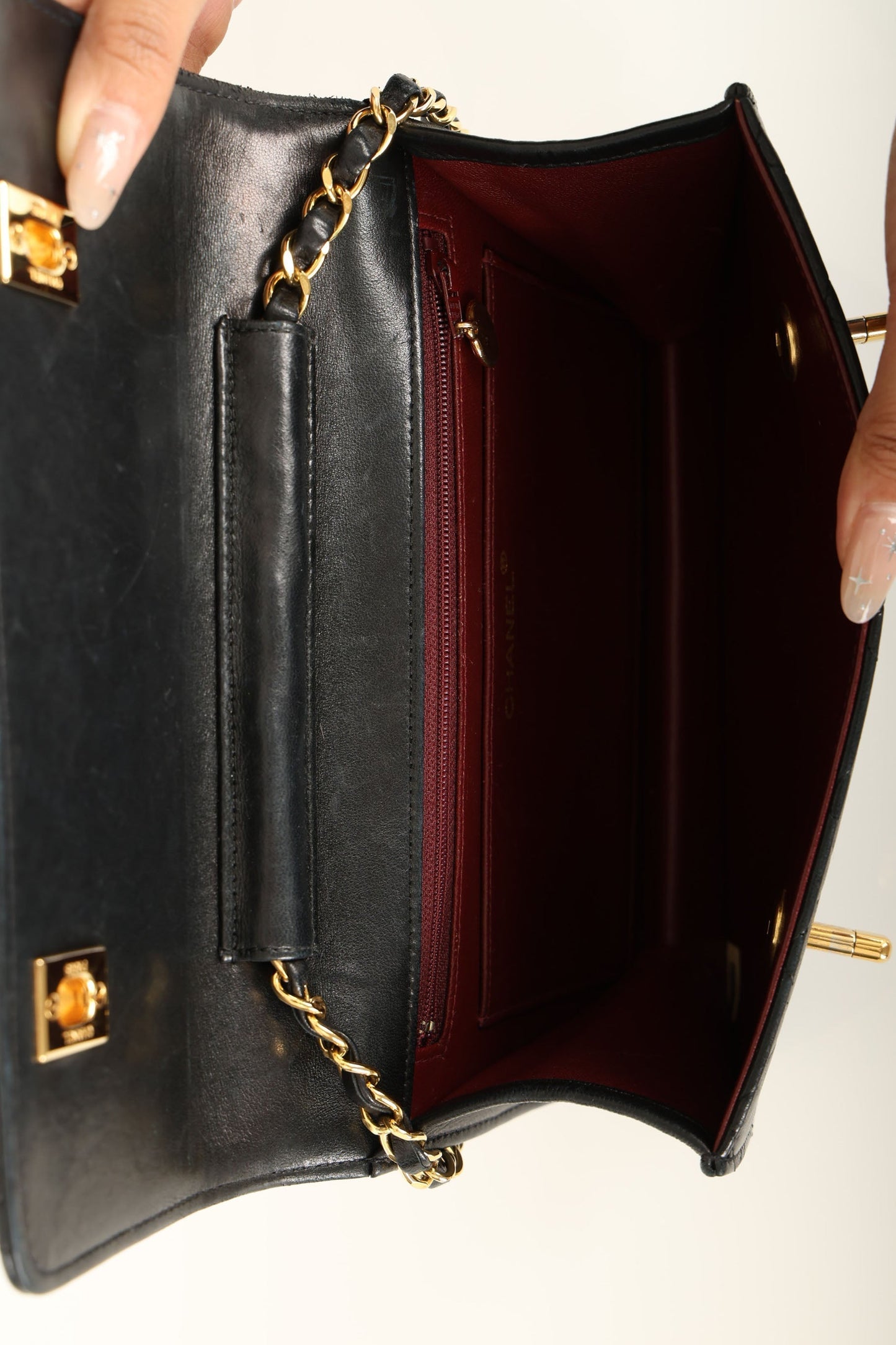 Extremely Rare Chanel 1989 Lambskin Double Turnlock Mini Briefcase