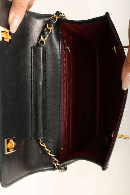 Extremely Rare Chanel 1989 Lambskin Double Turnlock Mini Briefcase
