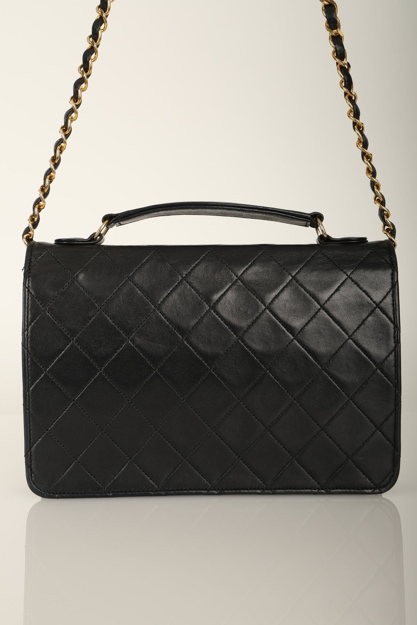Extremely Rare Chanel 1989 Lambskin Double Turnlock Mini Briefcase