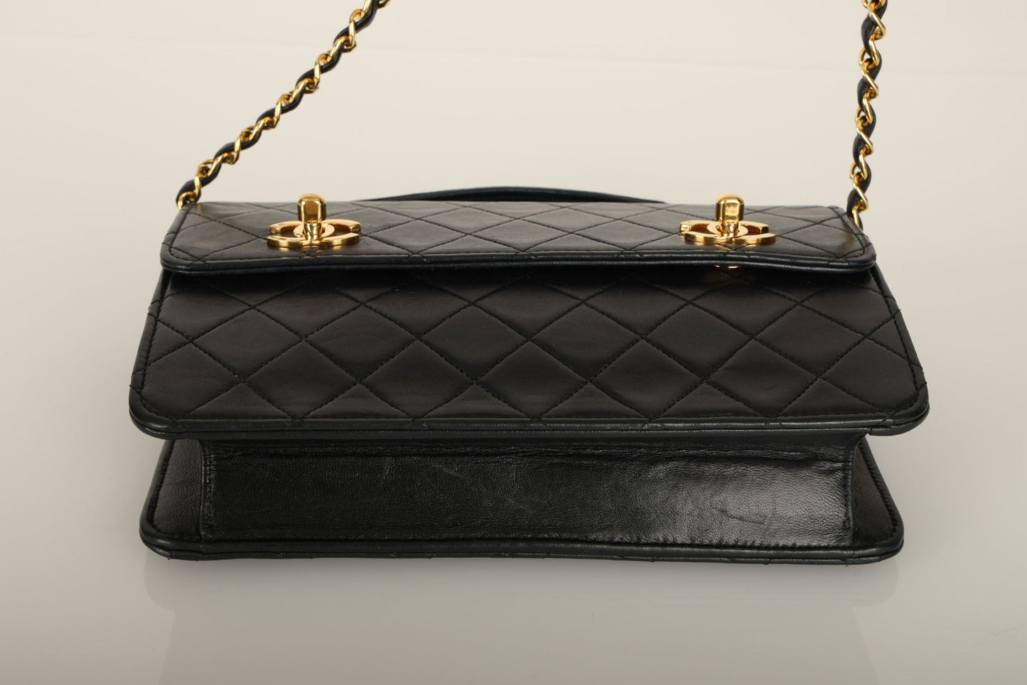 Extremely Rare Chanel 1989 Lambskin Double Turnlock Mini Briefcase
