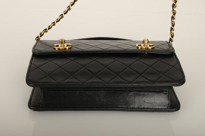 Extremely Rare Chanel 1989 Lambskin Double Turnlock Mini Briefcase