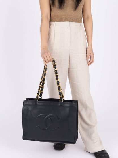 Chanel Calfskin Navy Chunky Chain Tote