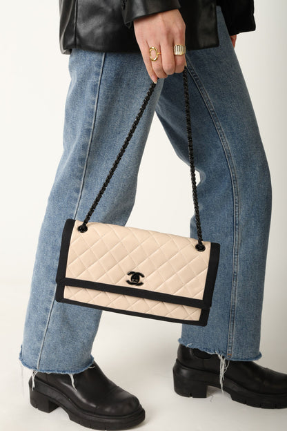 Chanel 2015 Lambskin Grosgrain Flap Bag