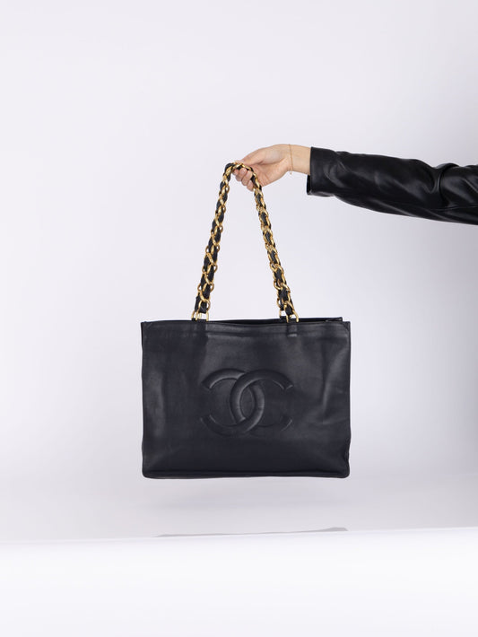 Chanel Calfskin Navy Chunky Chain Tote