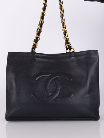Chanel Calfskin Navy Chunky Chain Tote