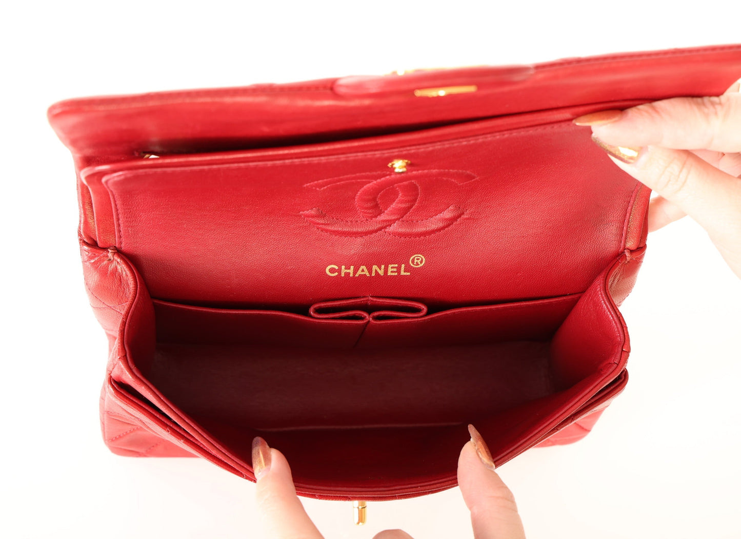 Chanel 1991 Lambskin Small Red Double Flap
