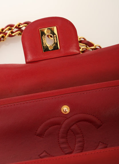 Chanel 1991 Lambskin Small Red Double Flap