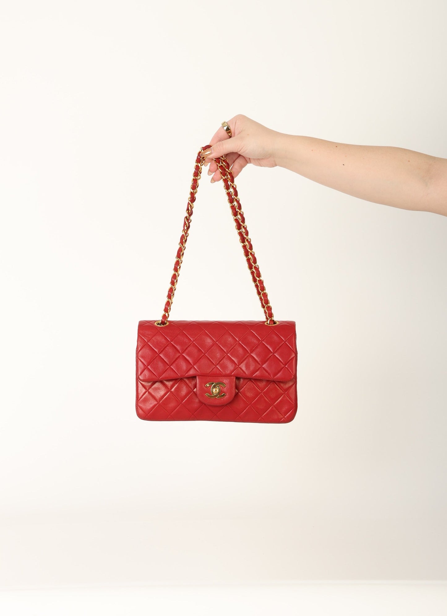 Chanel 1991 Lambskin Small Red Double Flap