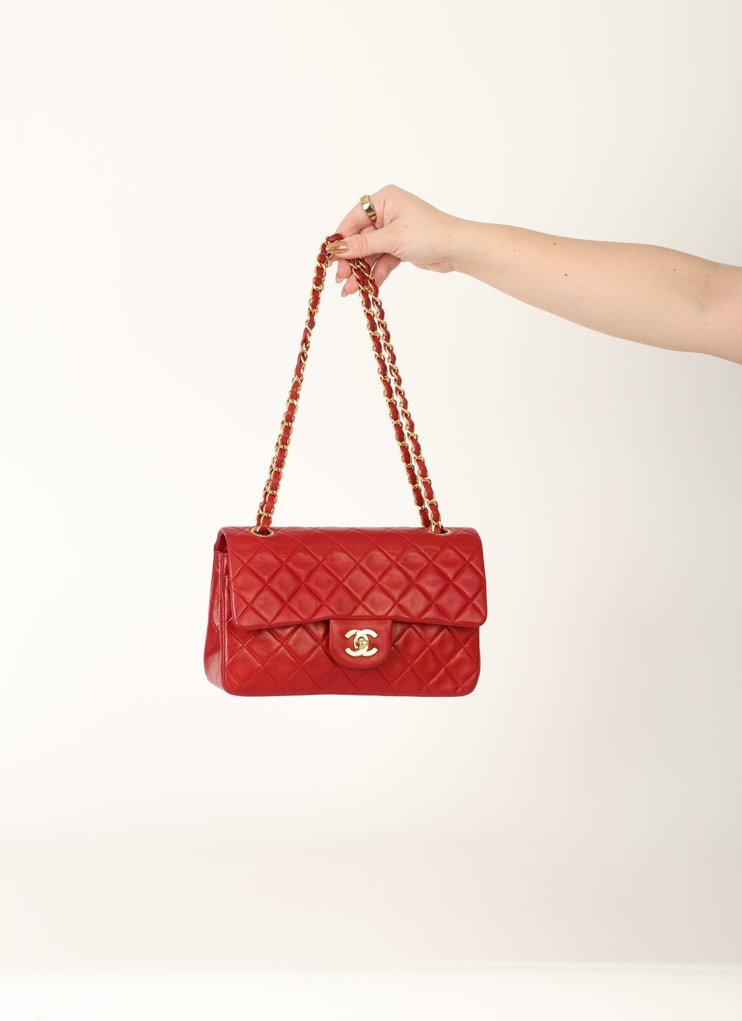 Chanel 1991 Lambskin Small Red Double Flap