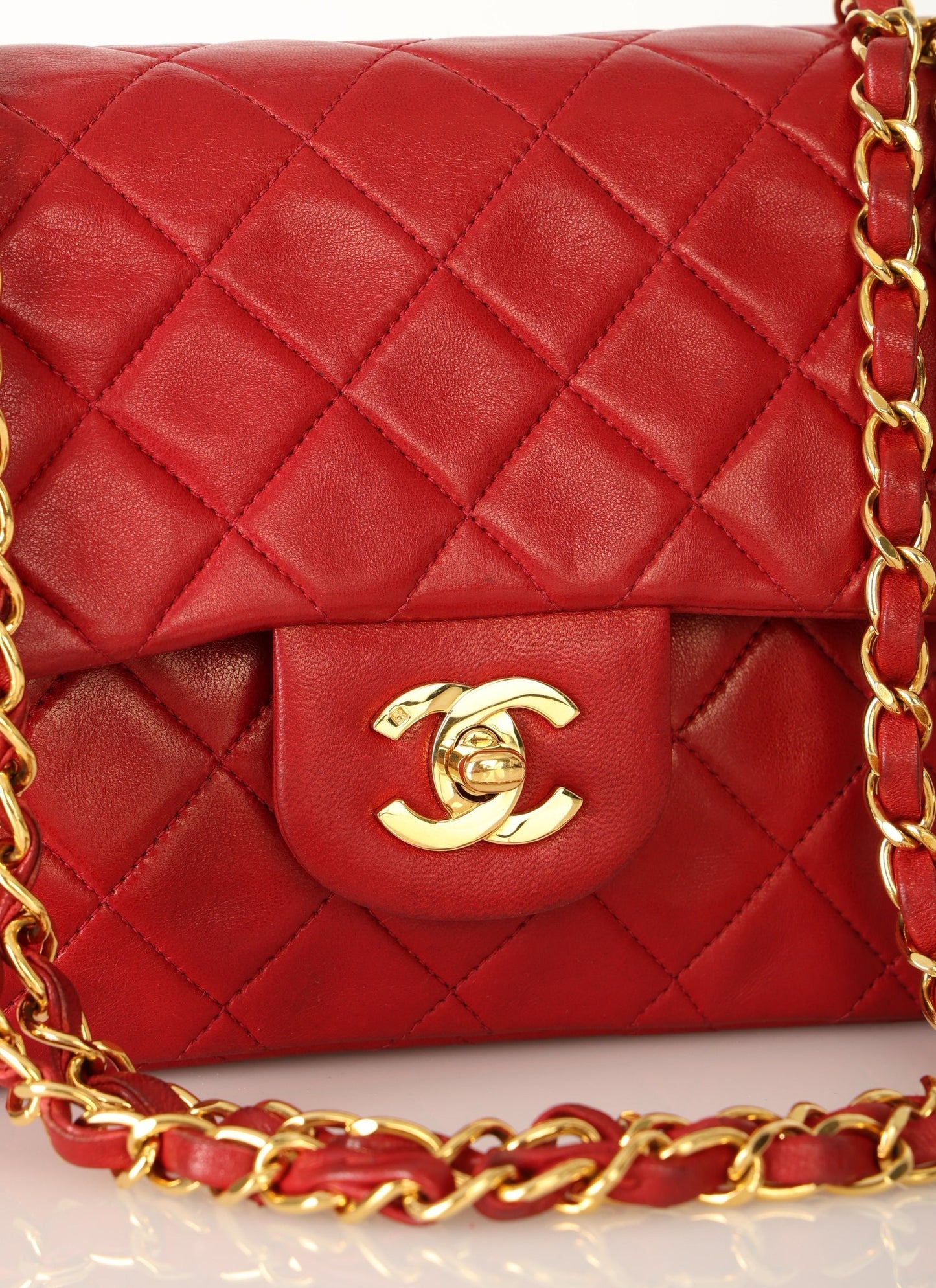 Chanel 1991 Lambskin Small Red Double Flap