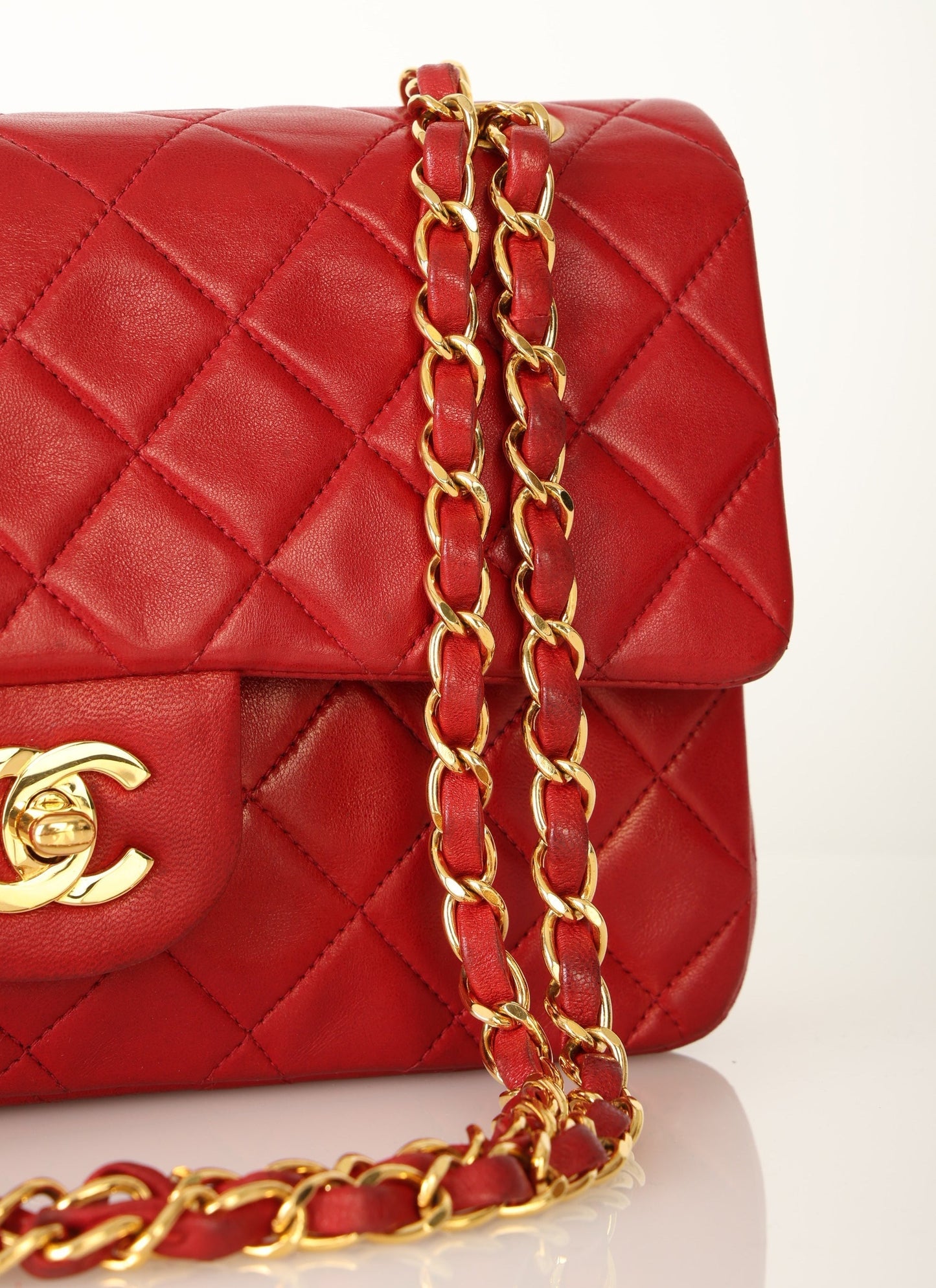 Chanel 1991 Lambskin Small Red Double Flap