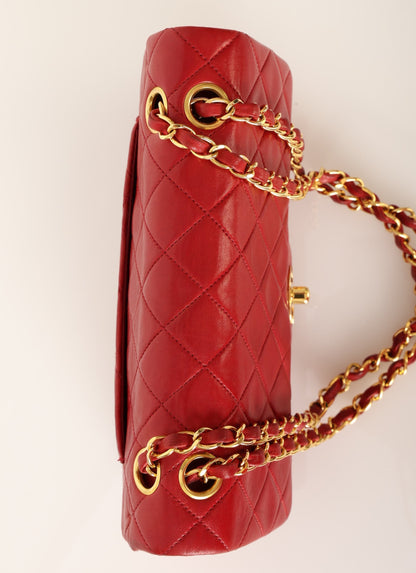Chanel 1991 Lambskin Small Red Double Flap
