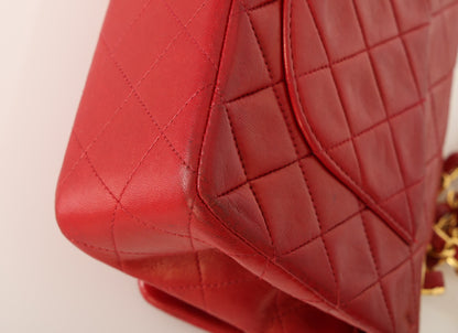 Chanel 1991 Lambskin Small Red Double Flap