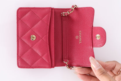 Chanel 2021 Caviar Card Holder on Chain