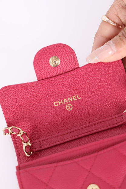 Chanel 2021 Caviar Card Holder on Chain