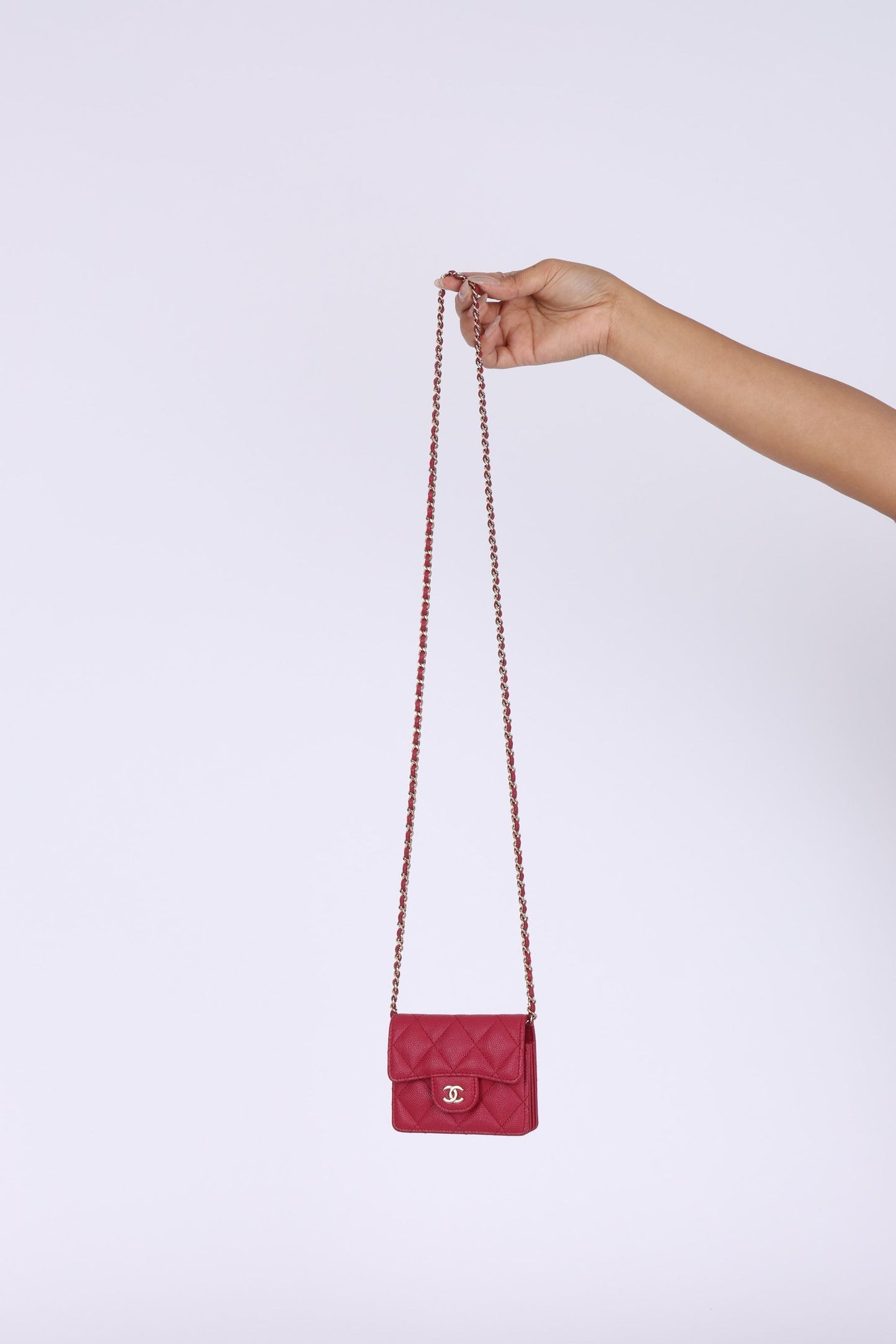 Chanel 2021 Caviar Card Holder on Chain