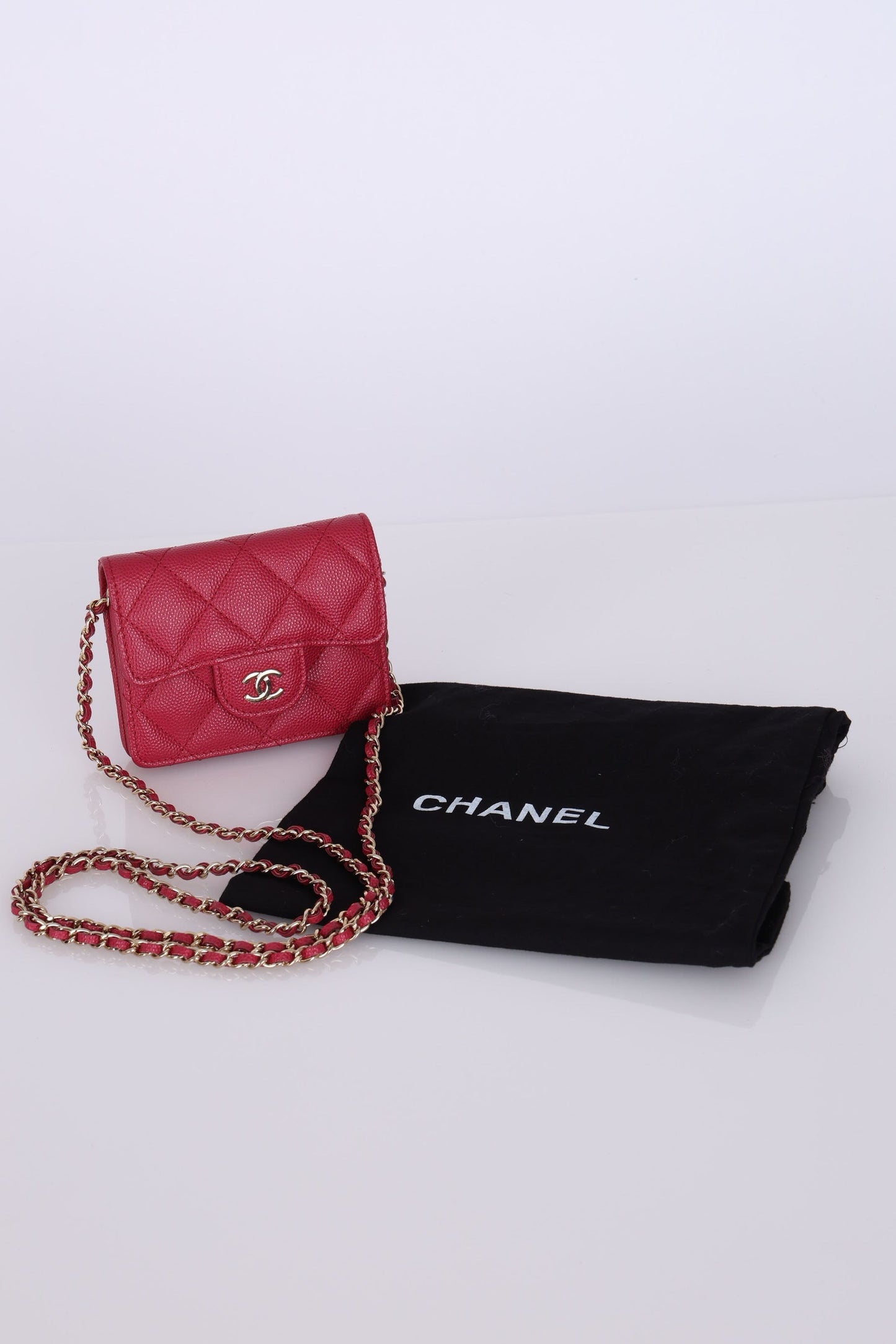 Chanel 2021 Caviar Card Holder on Chain