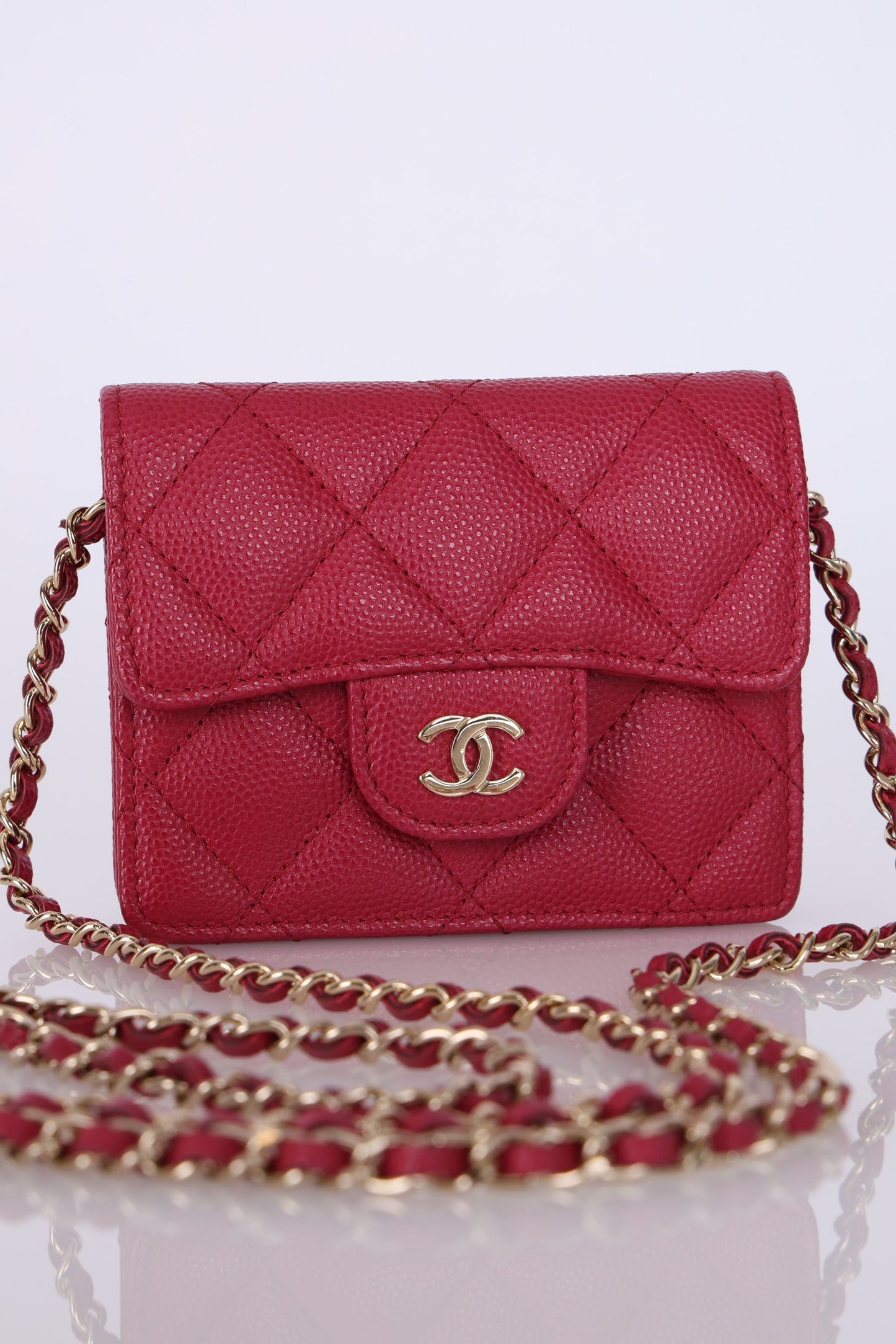 Chanel 2021 Caviar Card Holder on Chain