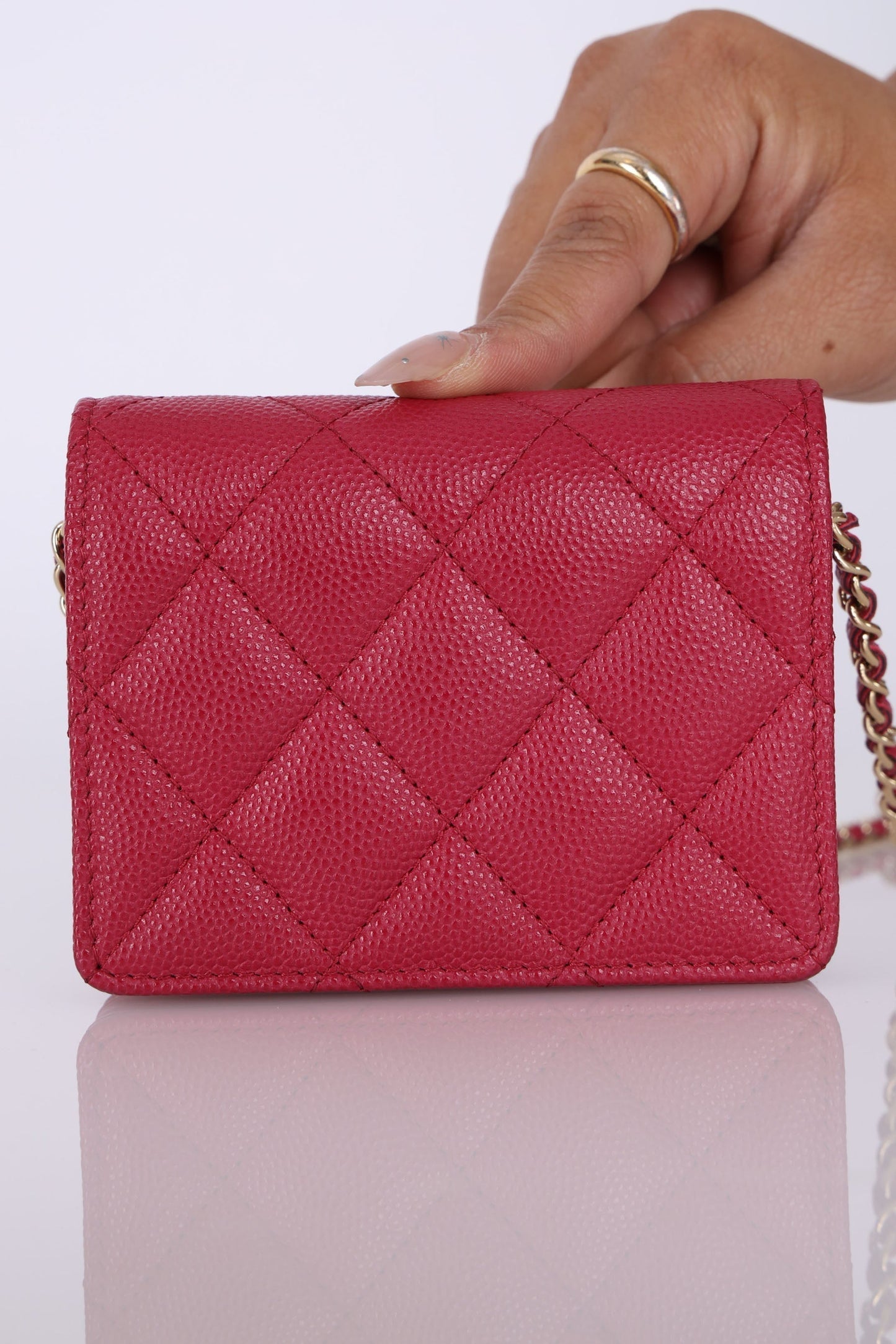 Chanel 2021 Caviar Card Holder on Chain