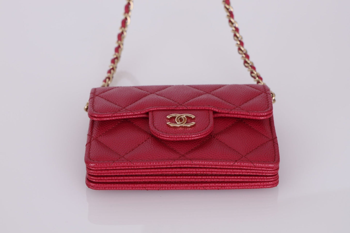 Chanel 2021 Caviar Card Holder on Chain
