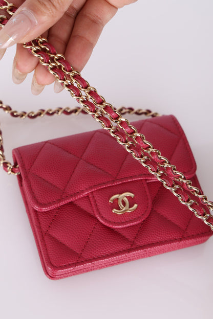 Chanel 2021 Caviar Card Holder on Chain