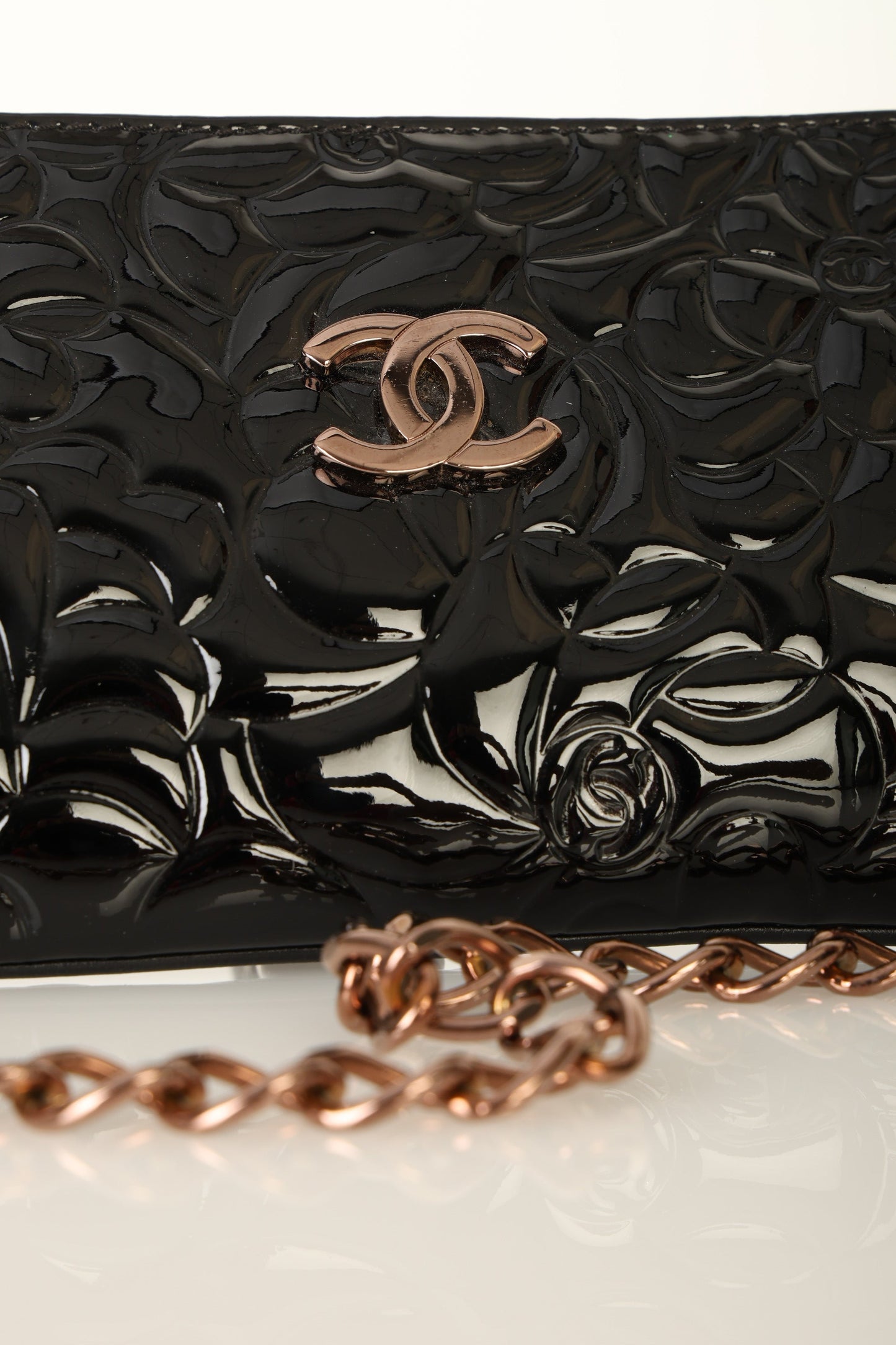 Chanel 2003 Patent Camellia Pochette