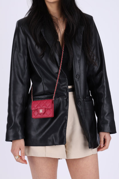 Chanel 2021 Caviar Card Holder on Chain