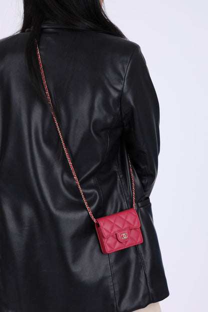 Chanel 2021 Caviar Card Holder on Chain