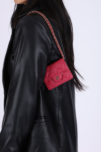 Chanel 2021 Caviar Card Holder on Chain