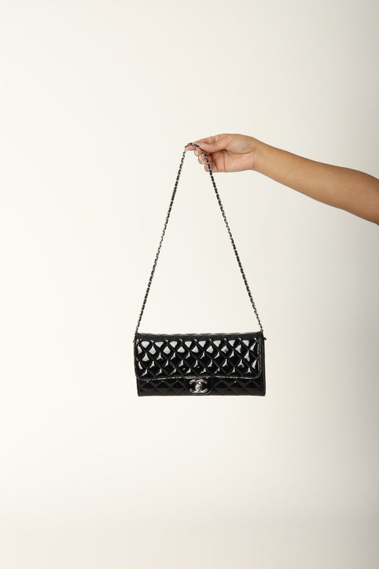 Chanel 2011 Patent Leather East West Wallet on Chain