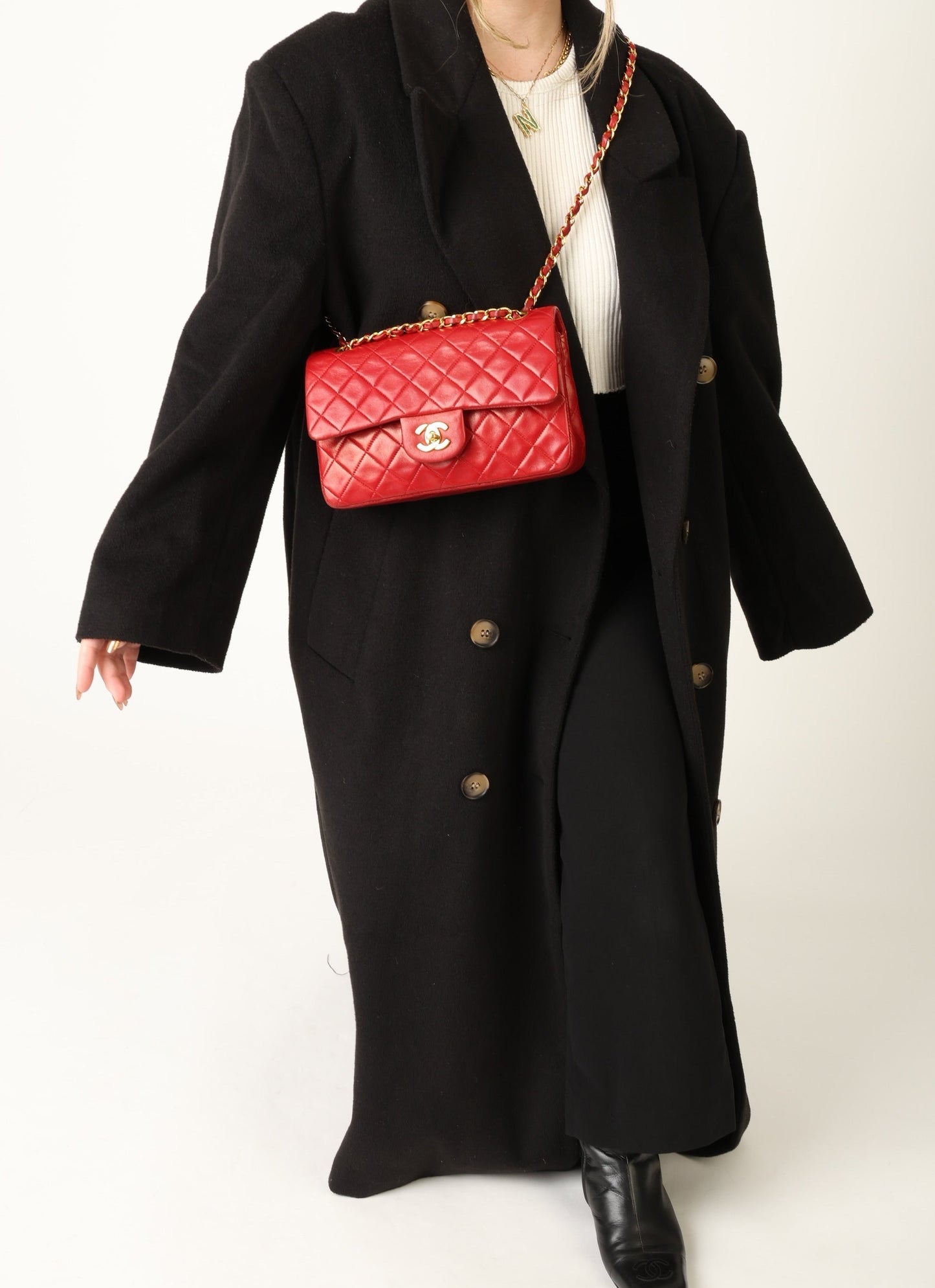 Chanel 1991 Lambskin Small Red Double Flap