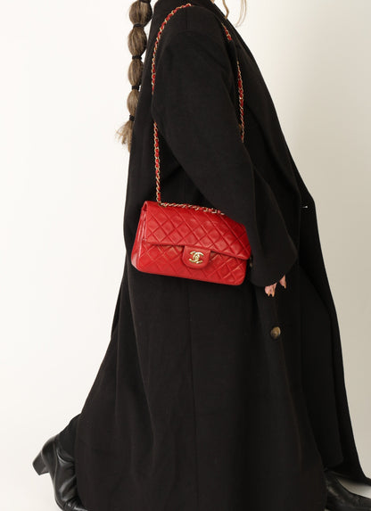 Chanel 1991 Lambskin Small Red Double Flap