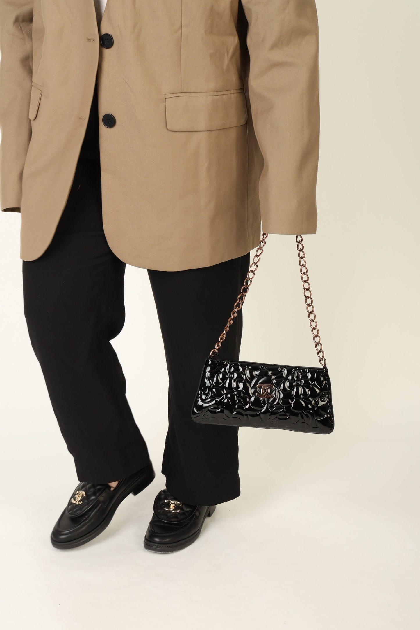 Chanel 2003 Patent Camellia Pochette