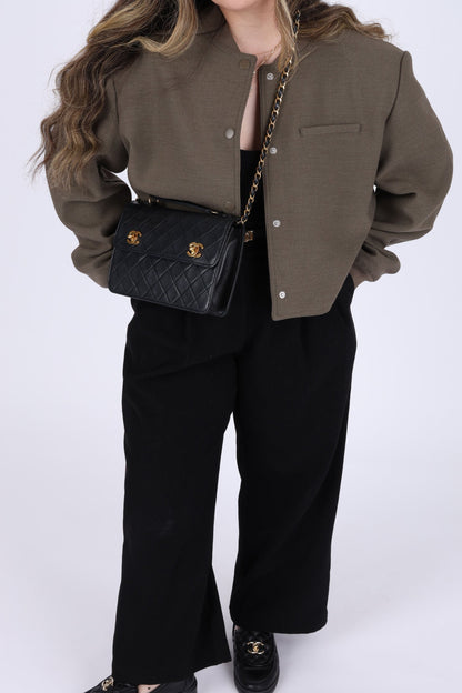 Extremely Rare Chanel 1989 Lambskin Double Turnlock Mini Briefcase