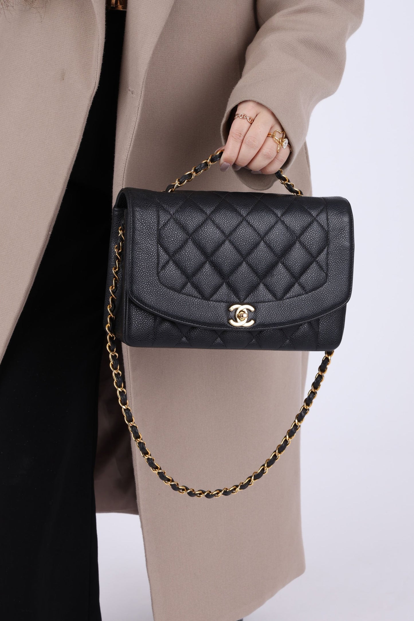 Extremely Rare Chanel 1994 Caviar Medium Diana