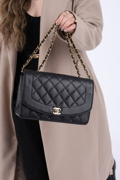 Extremely Rare Chanel 1994 Caviar Medium Diana