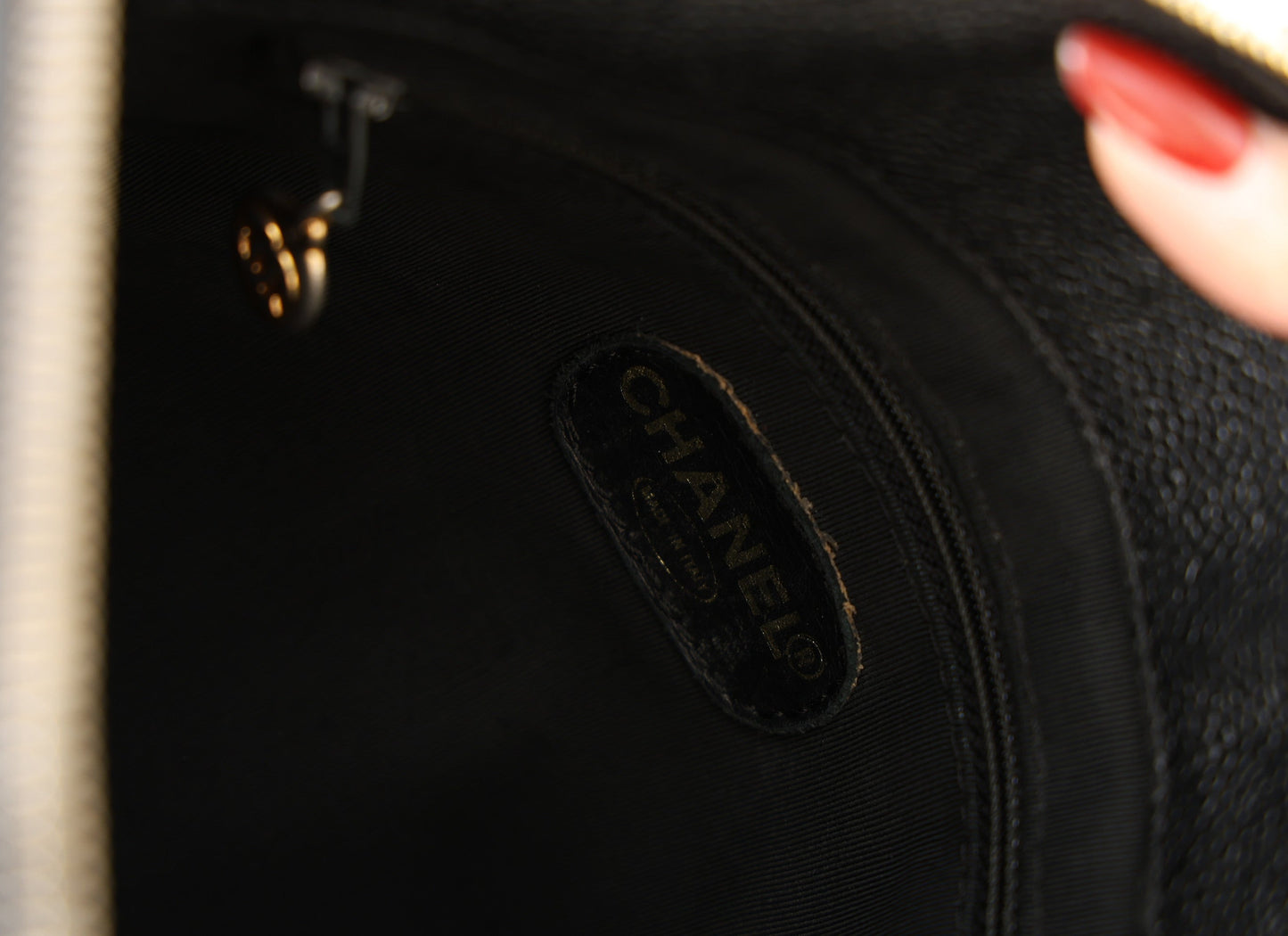 Chanel 1997 Caviar Turnlock Zip Tote