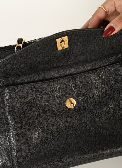 Chanel 1997 Caviar Turnlock Zip Tote