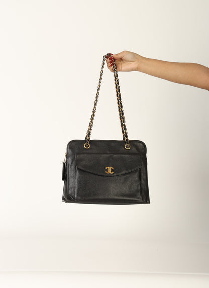 Chanel 1997 Caviar Turnlock Zip Tote