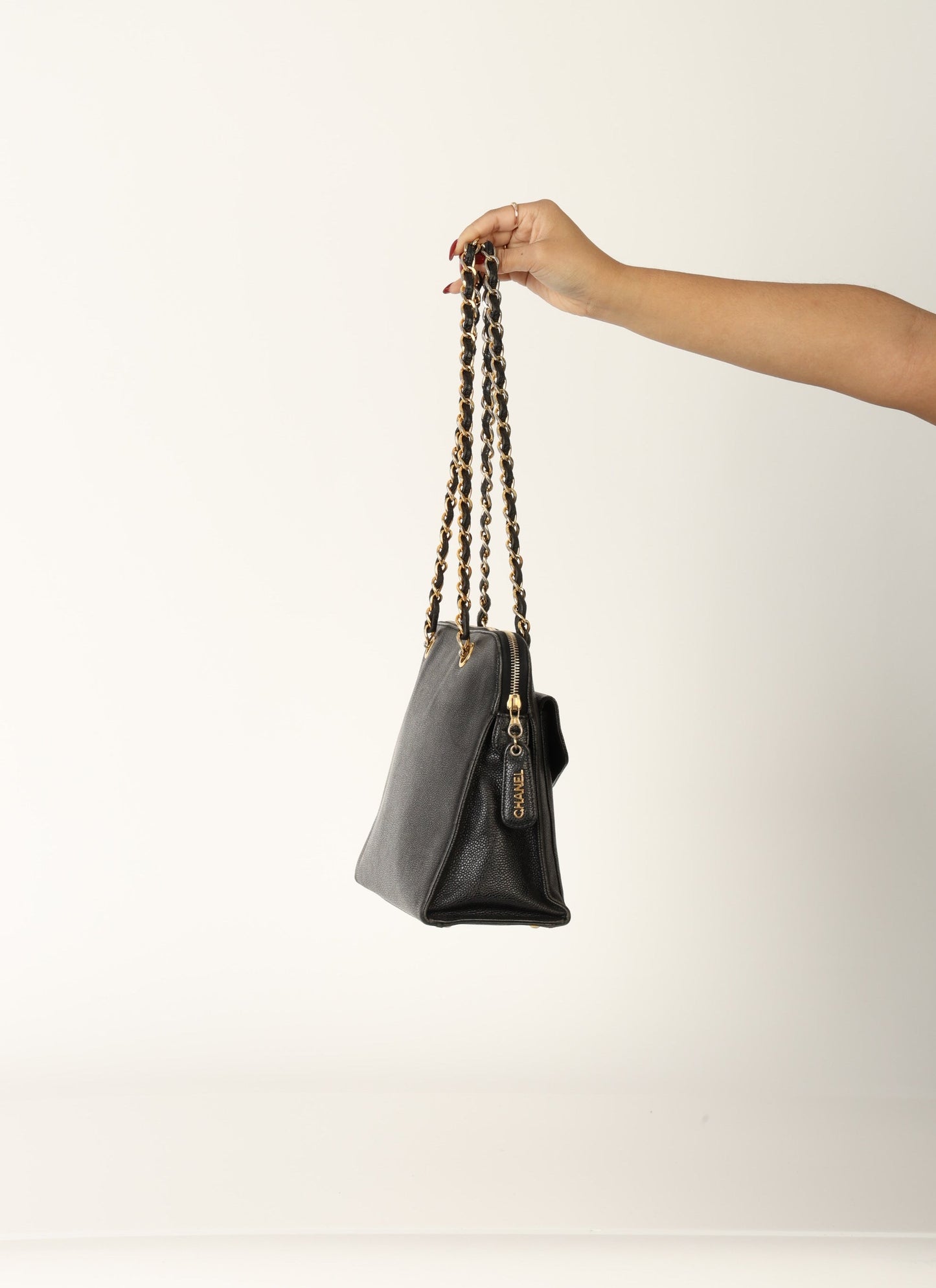 Chanel 1997 Caviar Turnlock Zip Tote